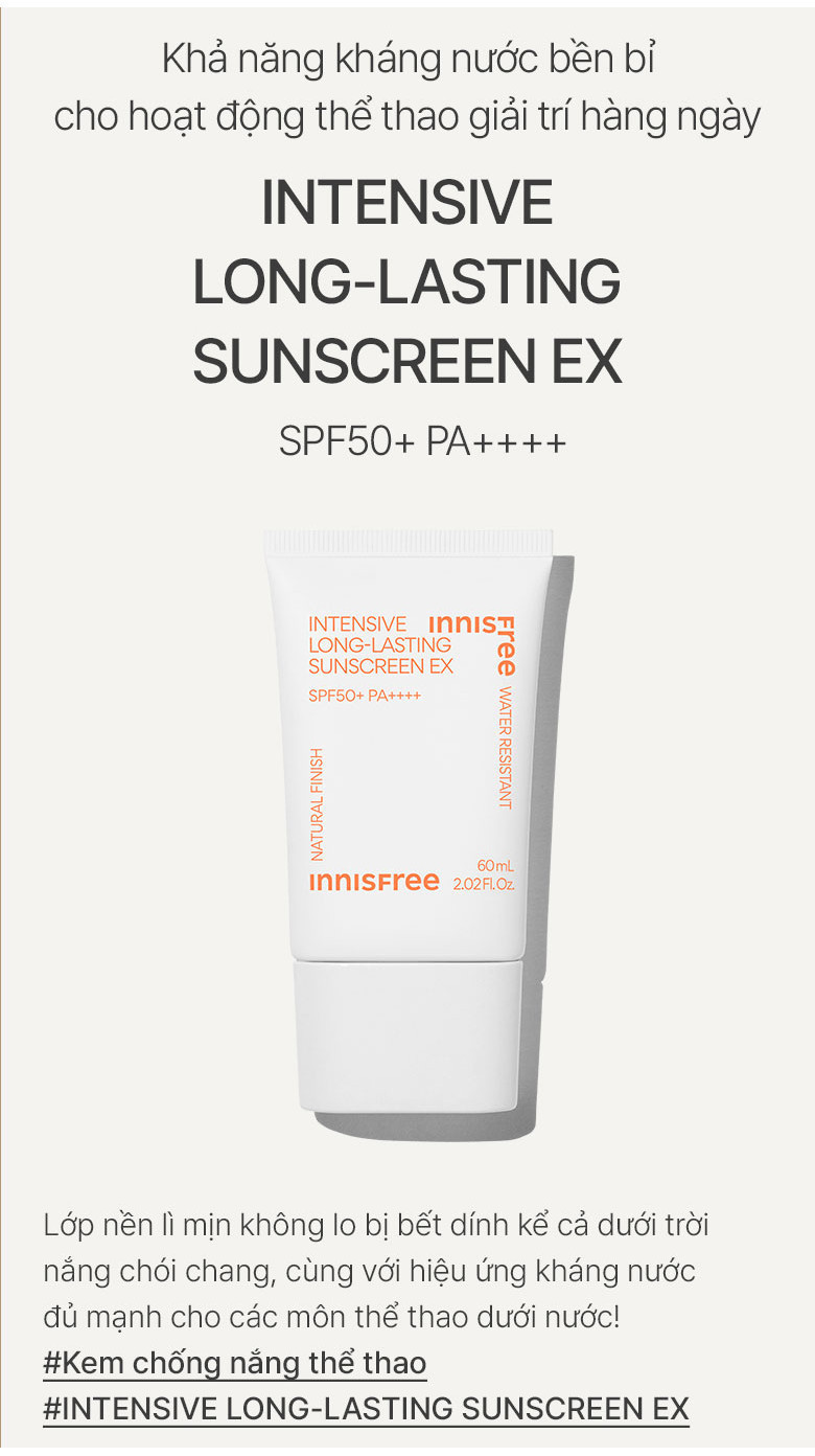 Mô tả Kem chống nắng lâu trôi innisfree Intensive Long Lasting Sunscreen SPF50+ PA++++ 60ml - 3