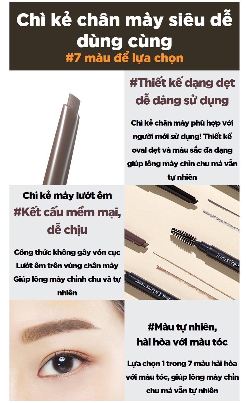 Mô tả Chì kẻ chân mày innisfree Auto Eyebrow Pencil 0.3g - 2