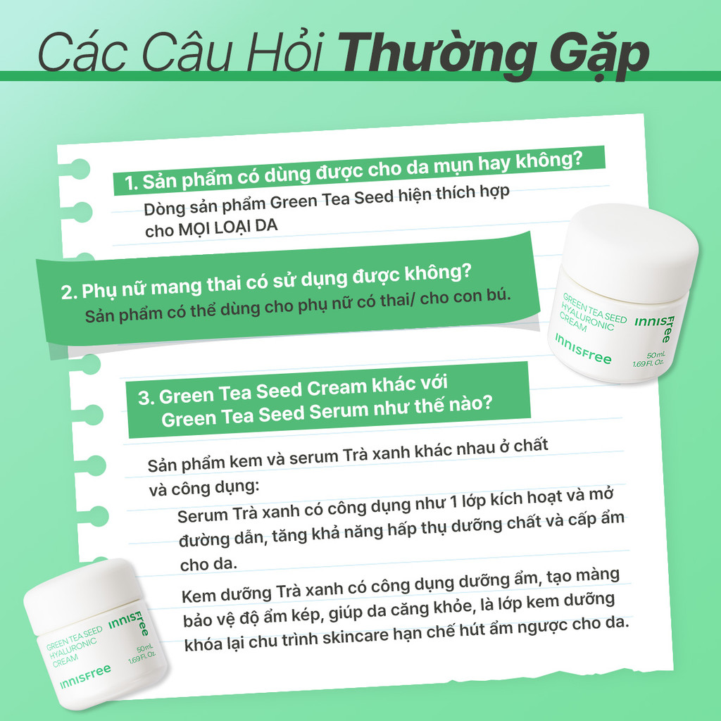 Mô tả Kem dưỡng ẩm trà xanh và phục hồi da với Probiotics INNISFREE Probiotics Green Tea Seed Hyaluronic Cream 50ml - 7