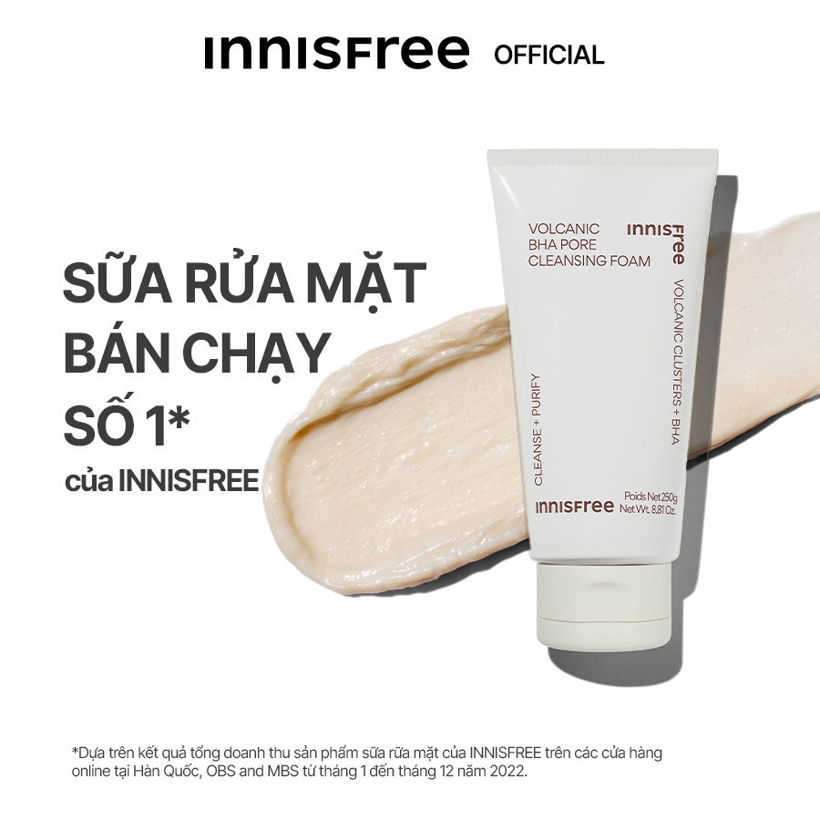 Mô tả Sữa rửa mặt tro núi lửa sạch sâu se khít lỗ chân lông INNISFREE Volcanic Pore BHA Cleansing Foam 150g - 2