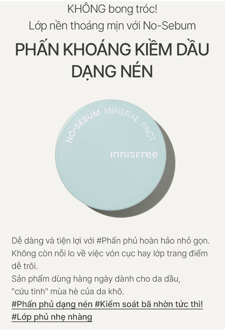 Mô tả Phấn phủ kiềm dầu dạng nén innisfree No Sebum Mineral Pact 8.5g - 3