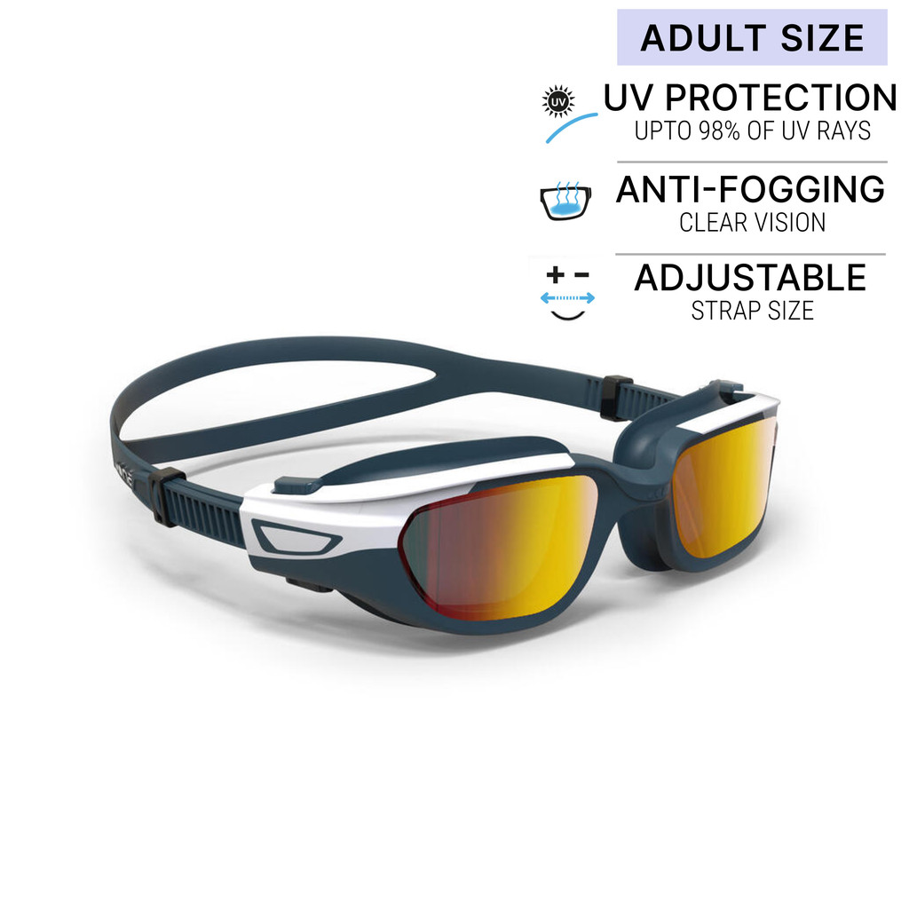 Mô tả Kính bơi tròng kính tráng gương spirit cỡ s vàng/trắng/ngọc lam DECATHLON NABAIJI mã 8797174 - 1