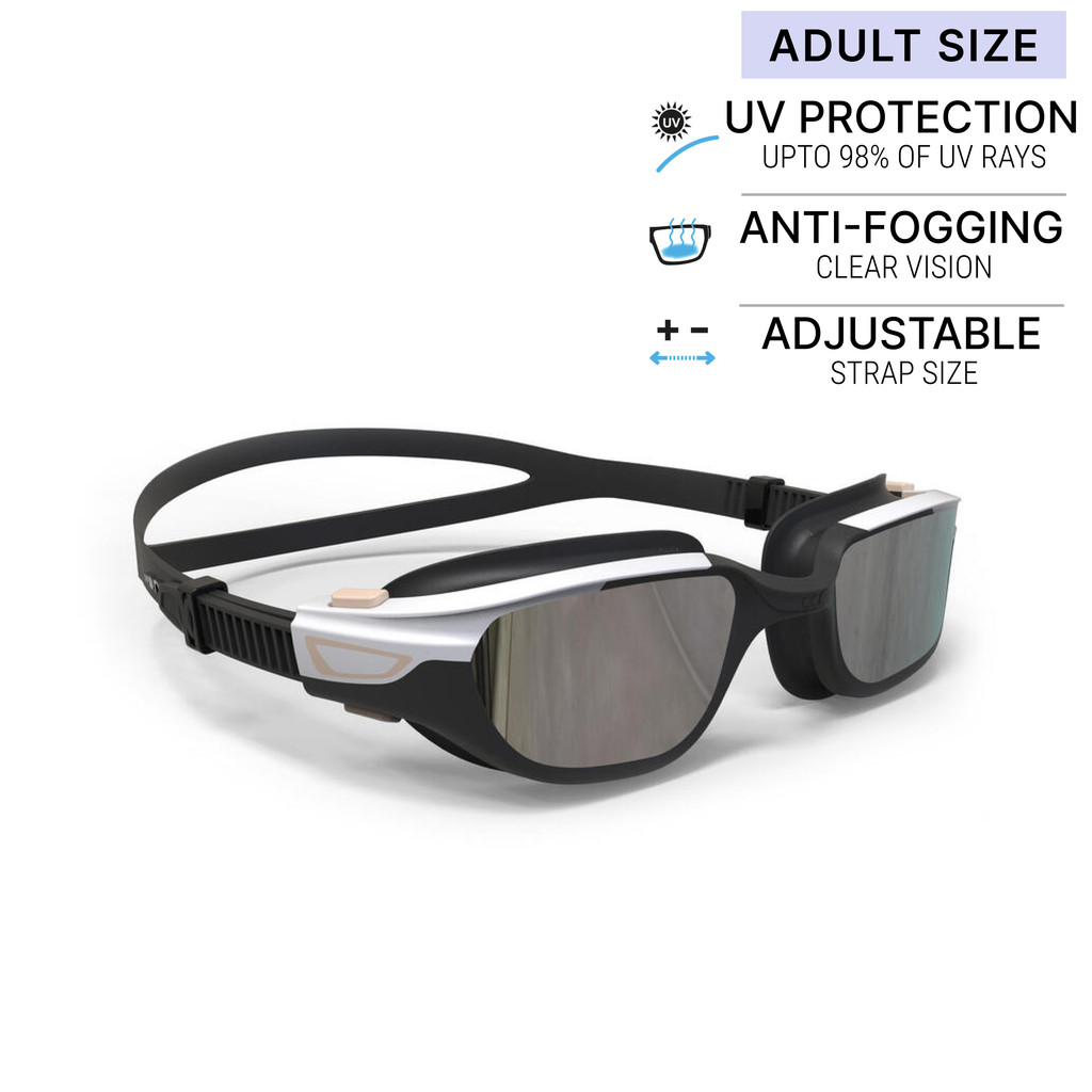 Mô tả Kính bơi tròng kính tráng gương spirit cỡ l đen/trắng/be DECATHLON NABAIJI mã 8797170 - 4