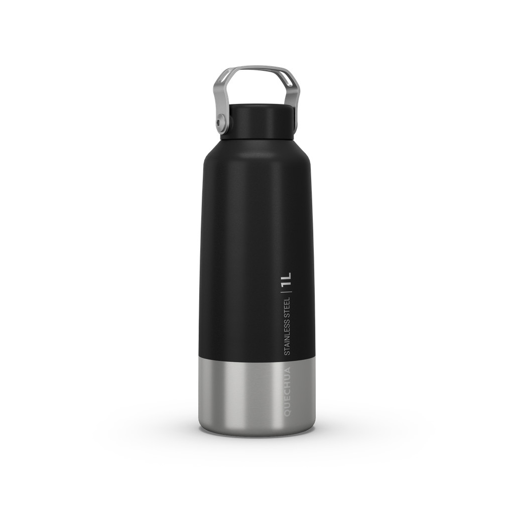 Mô tả Bình nước thép không gỉ mh100 DECATHLON 1 lít đen mã 8612479 - 1