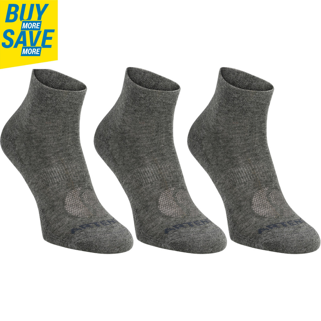 Mô tả Gói 3 đôi tất thể thao cổ vừa rs 160 màu xám sẫm nam nữ DECATHLON artengo 8395048 - 1