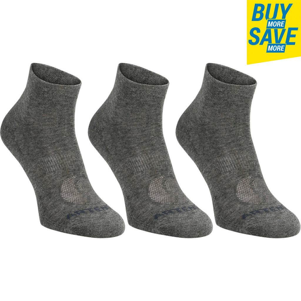 Mô tả Gói 3 đôi tất thể thao cổ vừa rs 160 màu xám sẫm nam nữ DECATHLON artengo 8395048 - 2