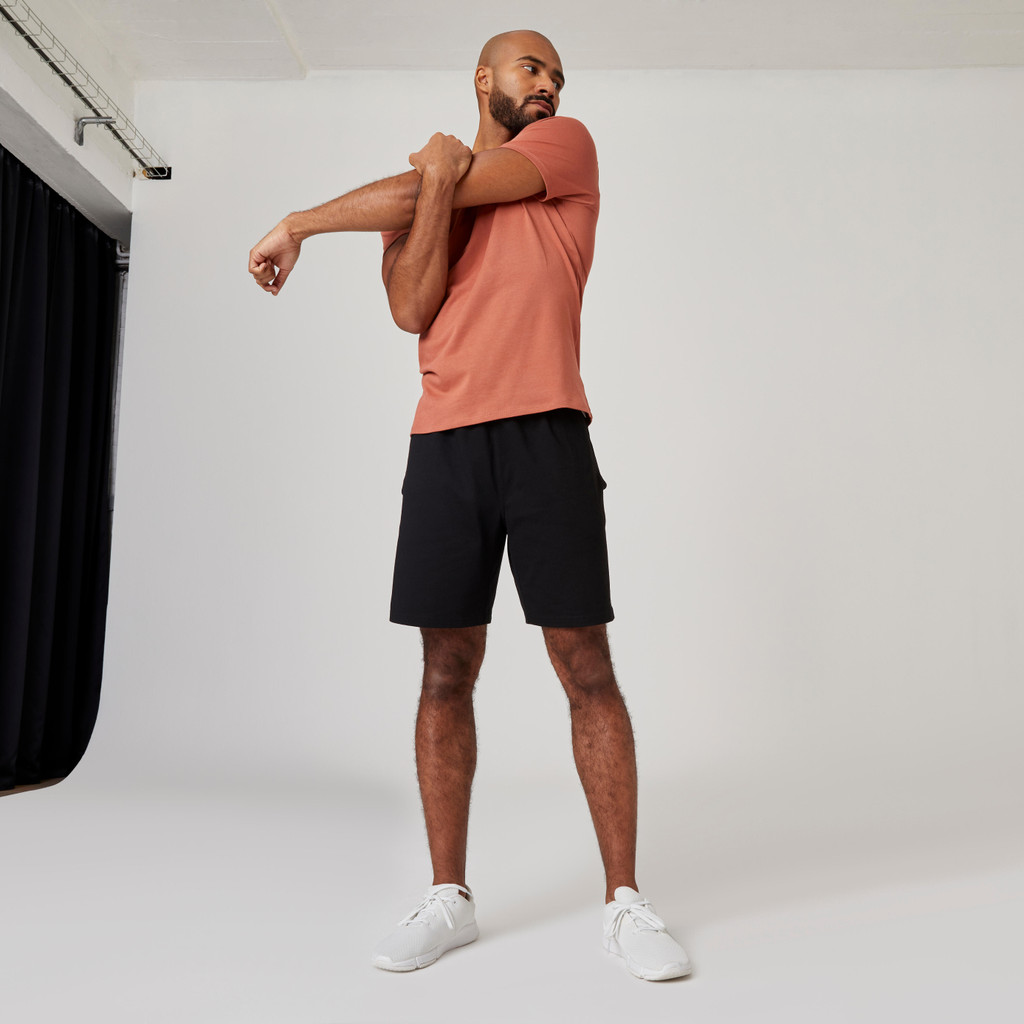 Mô tả Quần short tập fitness nam bằng cotton màu đen DECATHLON DOMYOS nyamba 8645058 - 3