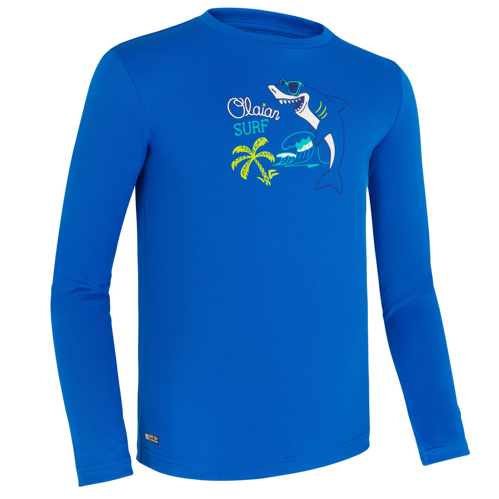Mô tả Áo thun dài tay lướt sóng chống tia UV cho trẻ em - Xanh dương DECATHLON mã 8611613 - 1