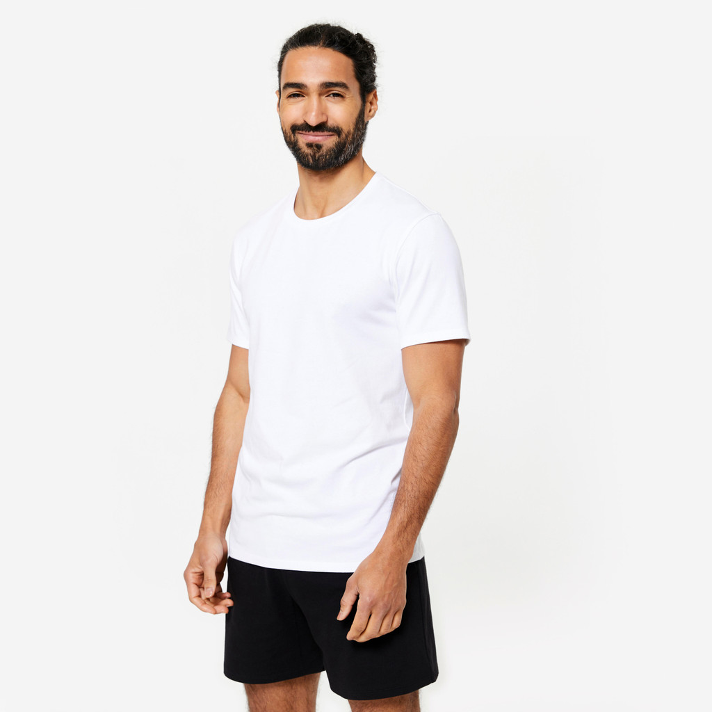 Mô tả Áo thun tập fitness cotton 100 cho nam trắng DOMYOS mã 8667940 - 2