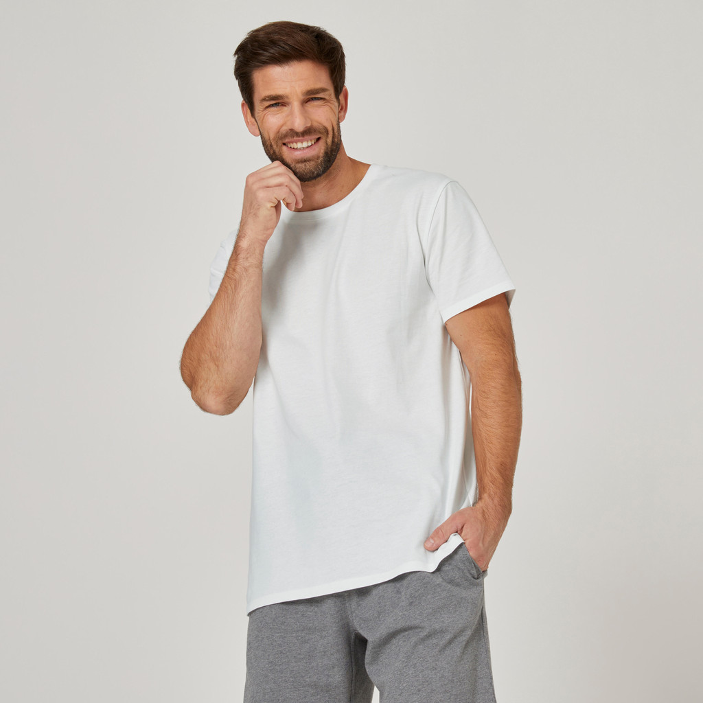 Mô tả Áo thun tập fitness cotton 100 cho nam trắng DOMYOS mã 8667940 - 4
