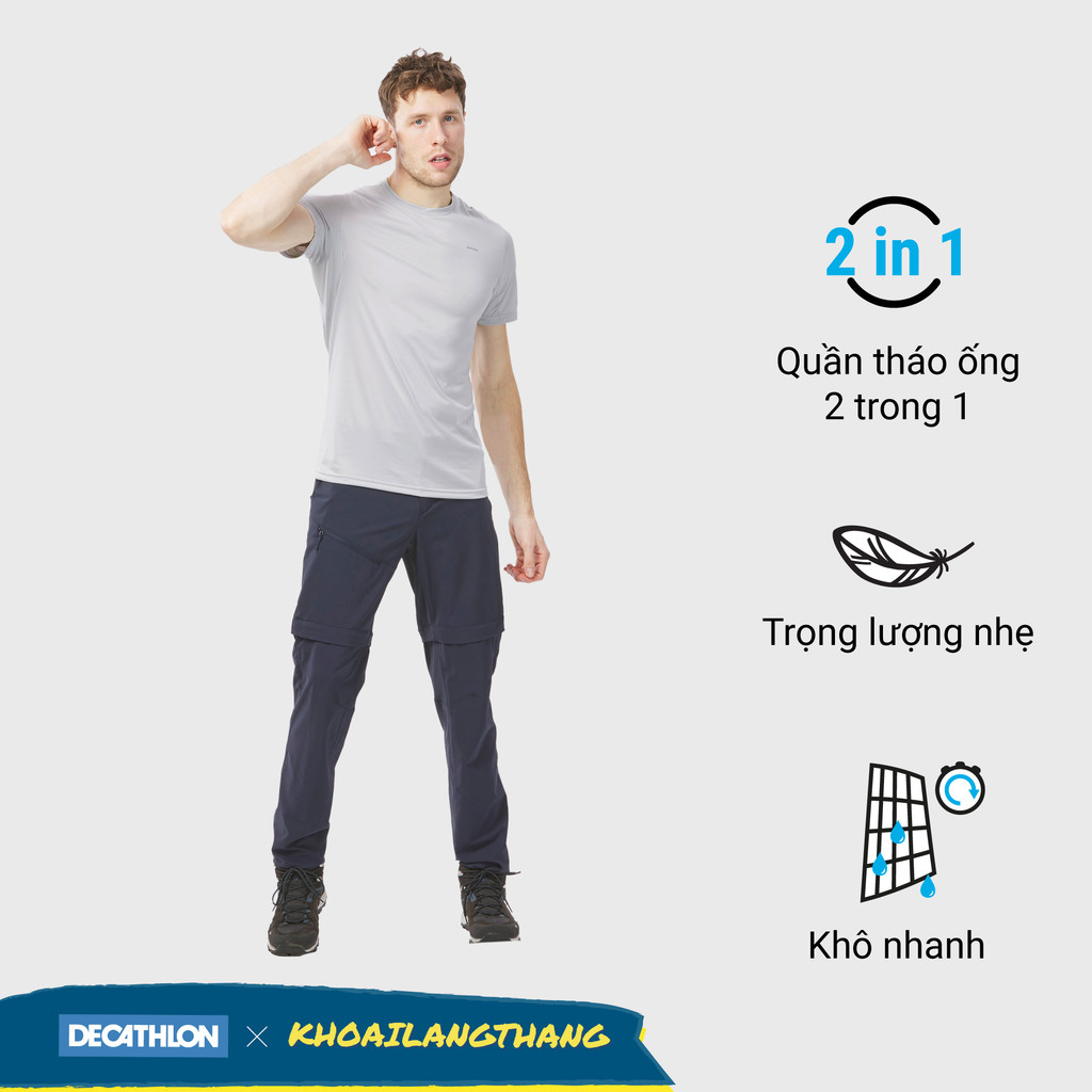 Mô tả Quần leo núi dã ngoại tháo ống mh150 cho nam xanh đậm quechua mã 8652204 - 3