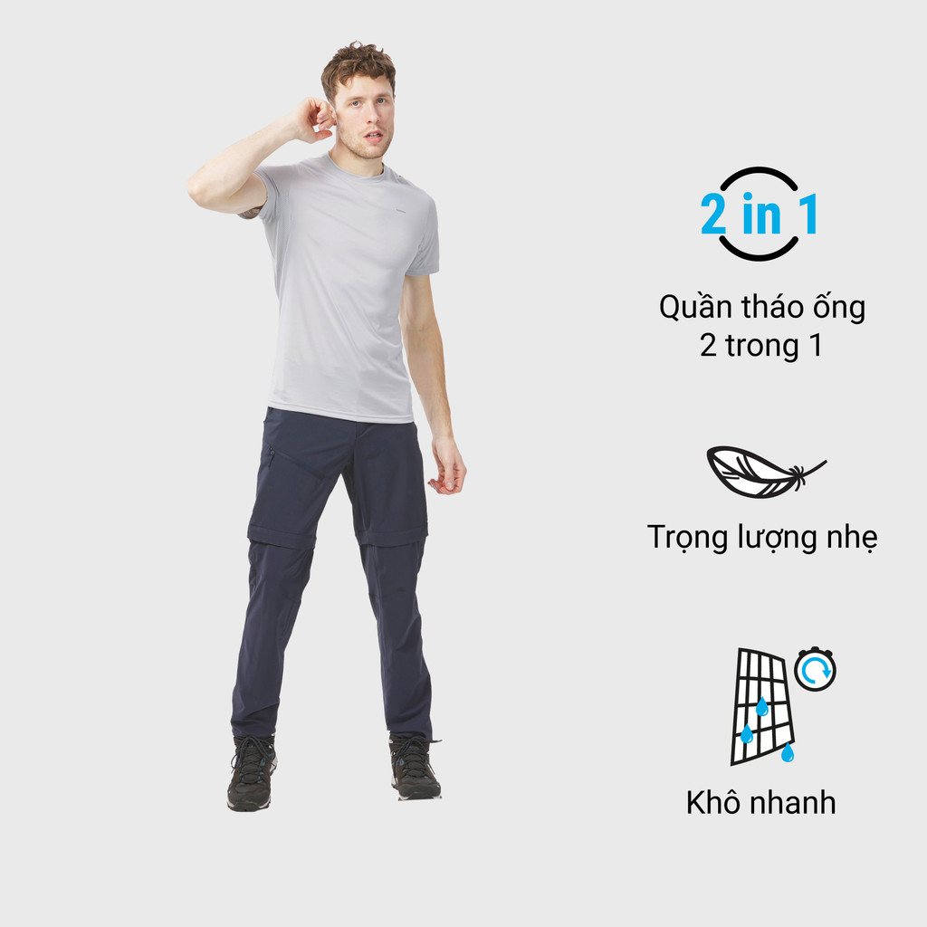 Mô tả Quần leo núi dã ngoại tháo ống mh150 cho nam xanh đậm quechua mã 8652204 - 4