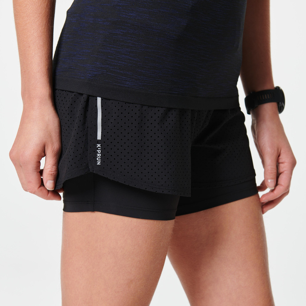 Mô tả Quần short chạy bộ 2 trong 1 kiprun cho nữ đen DECATHLON kiprun mã 8577540 - 4