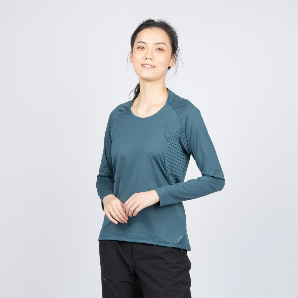 Mô tả Áo thun hiking dài tay mh550 cho nữ xanh xám DECATHLON quechua mã 8569507 - 2