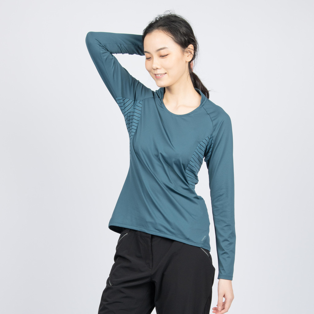 Mô tả Áo thun hiking dài tay mh550 cho nữ xanh xám DECATHLON quechua mã 8569507 - 4