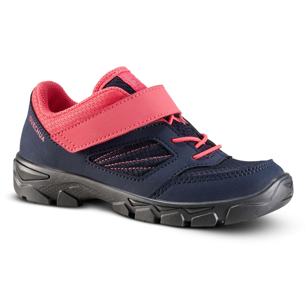 Mô tả Giày leo núi dã ngoại cổ thấp có quai dán mh100 cho trẻ em xanh hồng DECATHLON quechua mã 8576133 - 1
