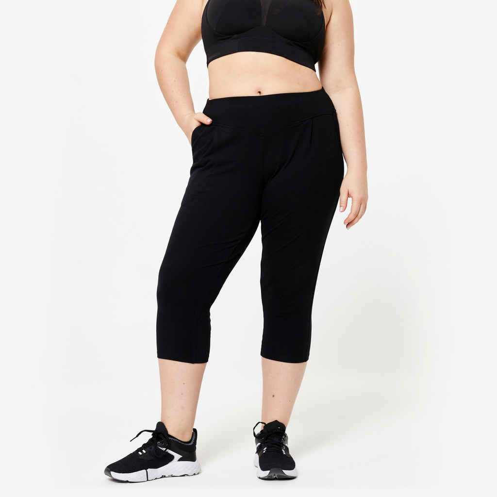 Mô tả Quần legging lửng tập fitness cotton fit+ cho nữ đen DECATHLON DOMYOS mã 8645741 - 1