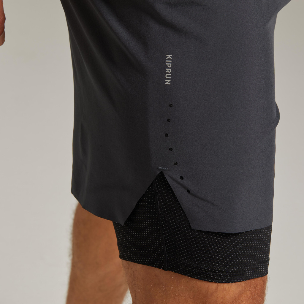 Mô tả Quần short bó chạy bộ 2 trong 1 kiprun cho nam đen DECATHLON kiprun mã 8588352 - 1