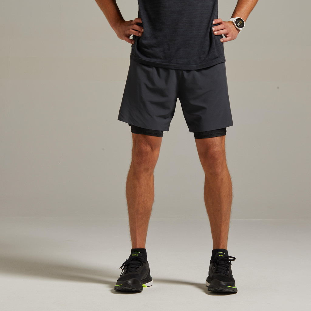 Mô tả Quần short bó chạy bộ 2 trong 1 kiprun cho nam đen DECATHLON kiprun mã 8588352 - 2