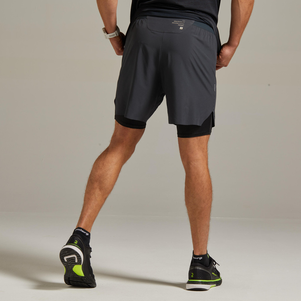 Mô tả Quần short bó chạy bộ 2 trong 1 kiprun cho nam đen DECATHLON kiprun mã 8588352 - 3