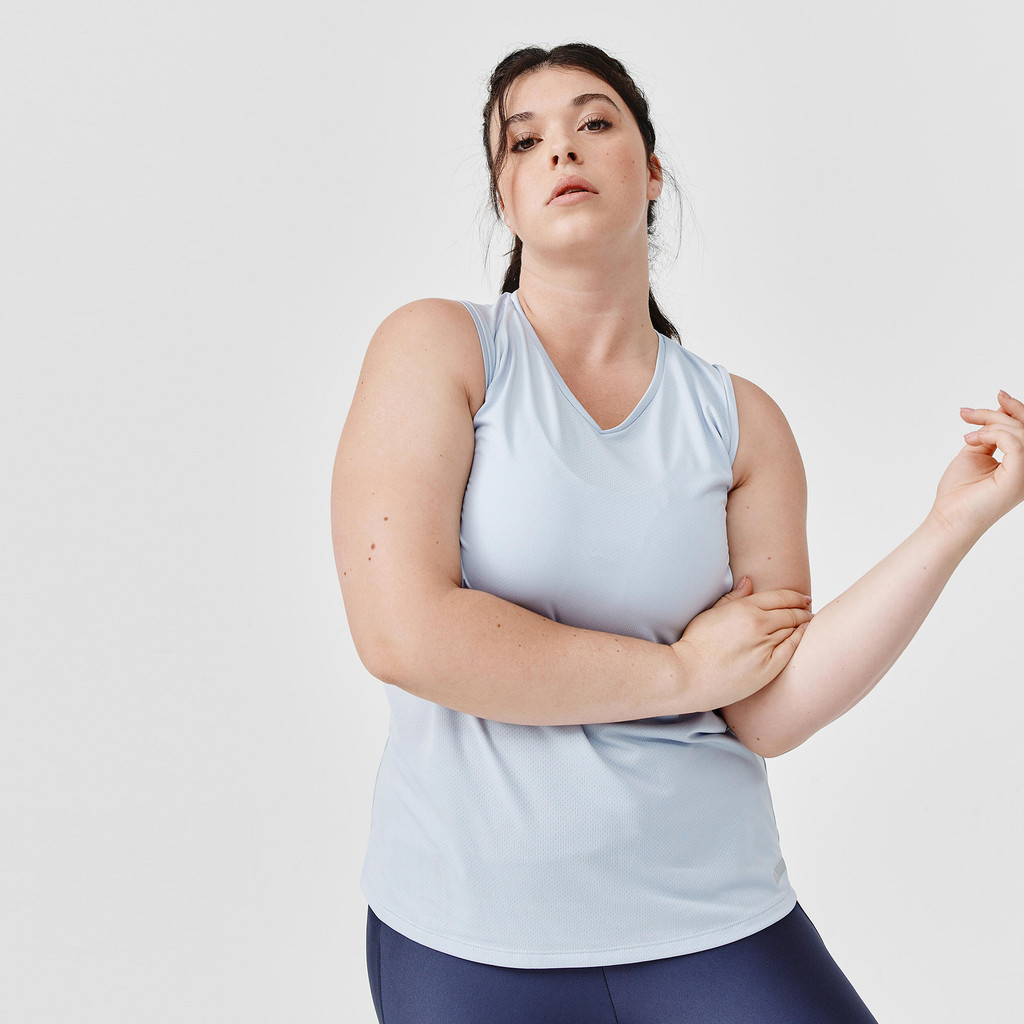 Mô tả Áo thun không tay chạy bộ thoáng mát dry cho nữ xám DECATHLON kalenji mã 8666217 - 1