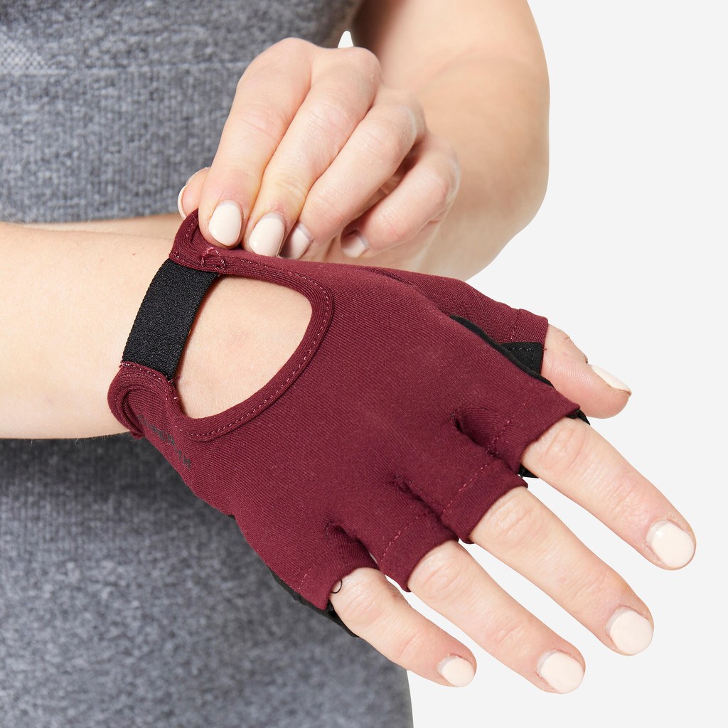 Mô tả Găng tay tập tạ thoáng khí cho nữ đỏ sẫm DECATHLON DOMYOS mã 8595216 - 4