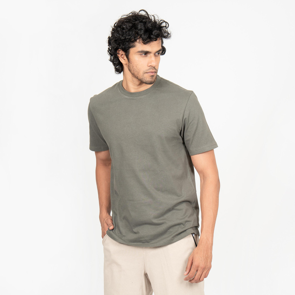 Mô tả Áo thun tập fitness essentials 500 cho nam xám khaki DECATHLON DOMYOS mã 8773499 - 1