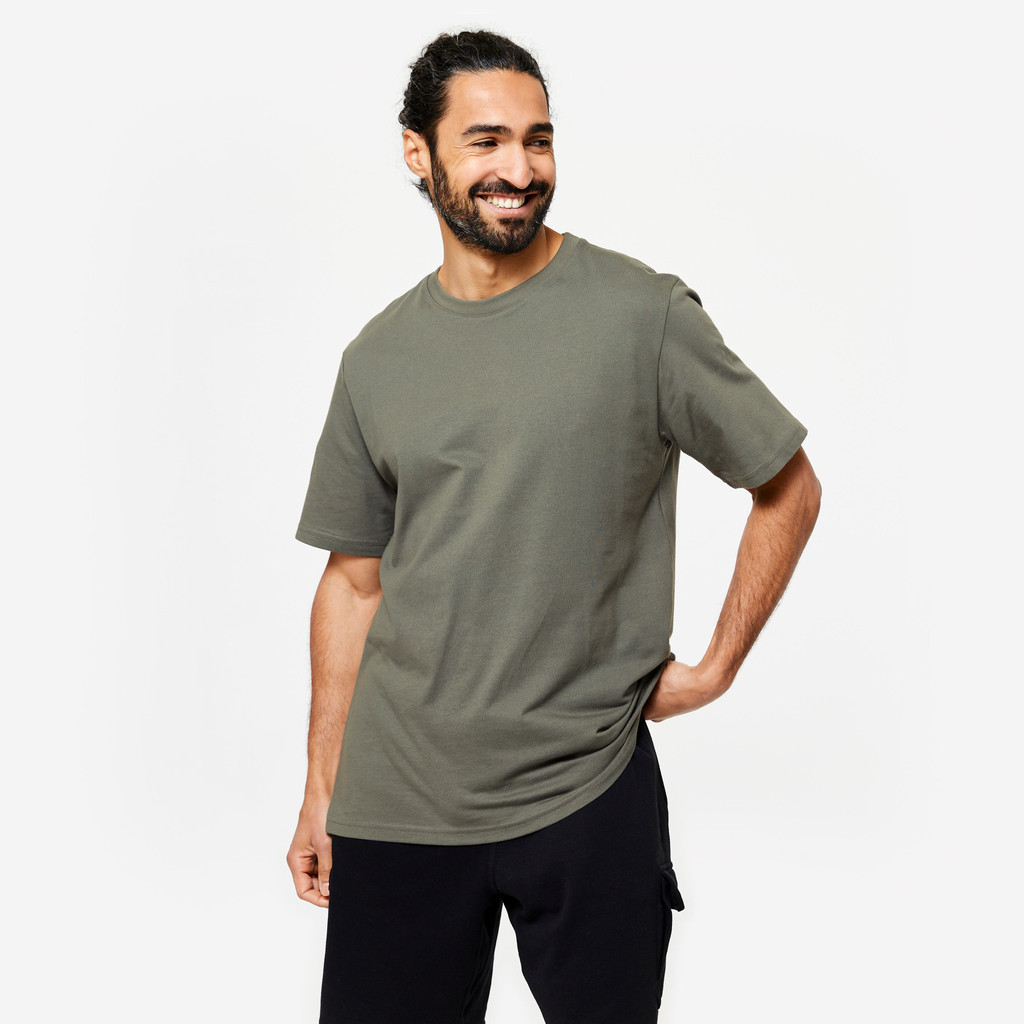 Mô tả Áo thun tập fitness essentials 500 cho nam xám khaki DECATHLON DOMYOS mã 8773499 - 2