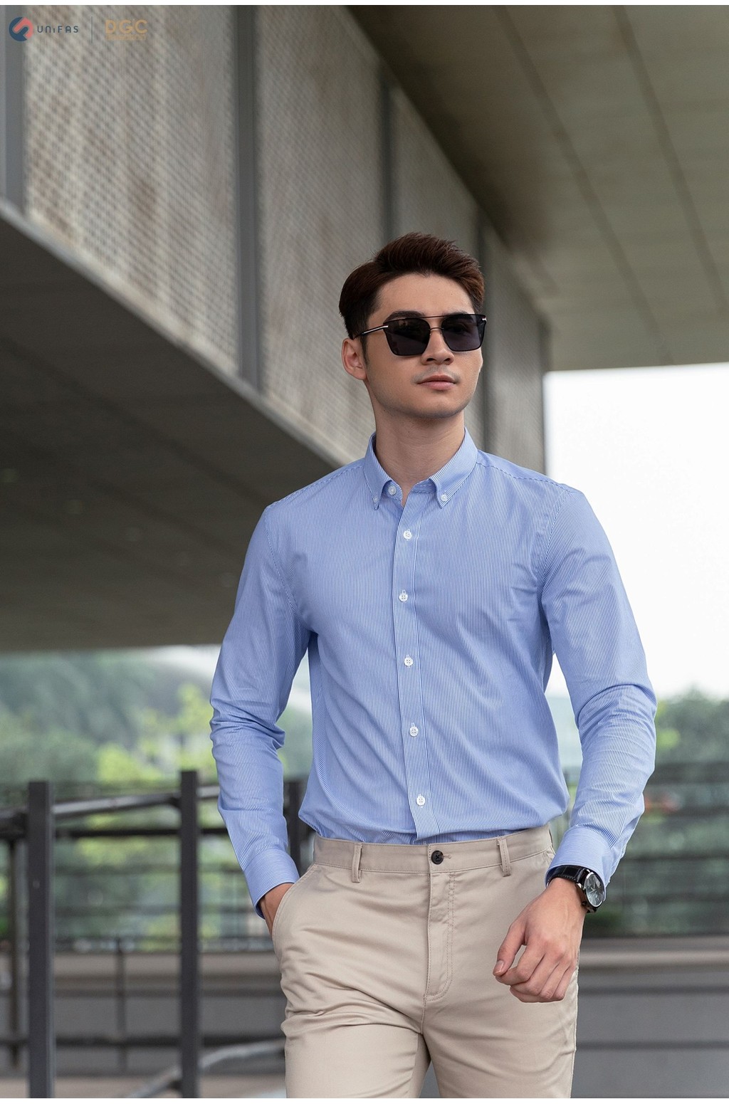 Mô tả Áo sơ mi dài tay nam DGCs - vải cotton thoáng mát, thấm hút mồ hôi - SASDBC31M - 1