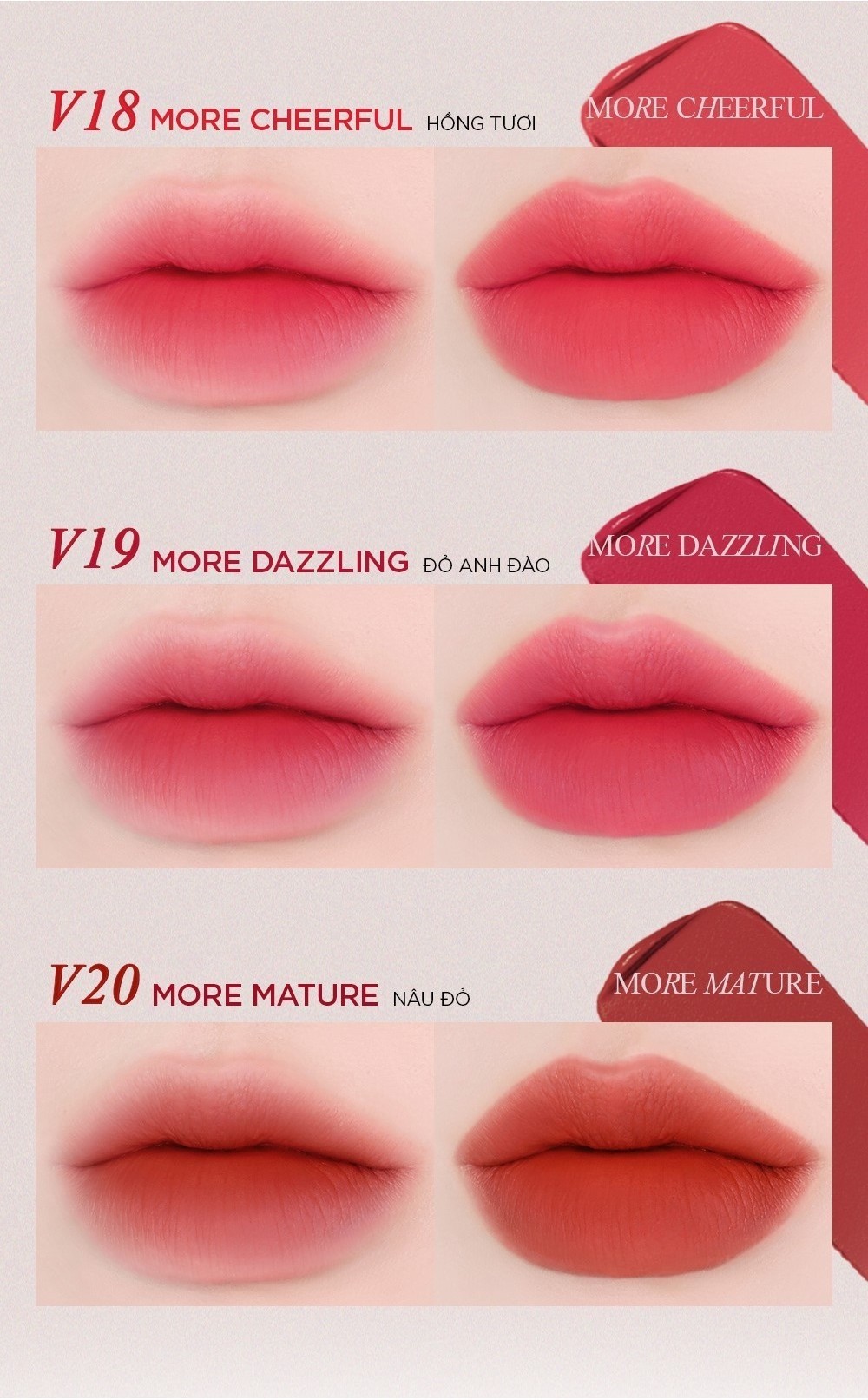 Mô tả Son Kem Lì Thuần Chay Bbia Last Velvet Tint - V Edition - Version 4 (5 màu) 5g - 3