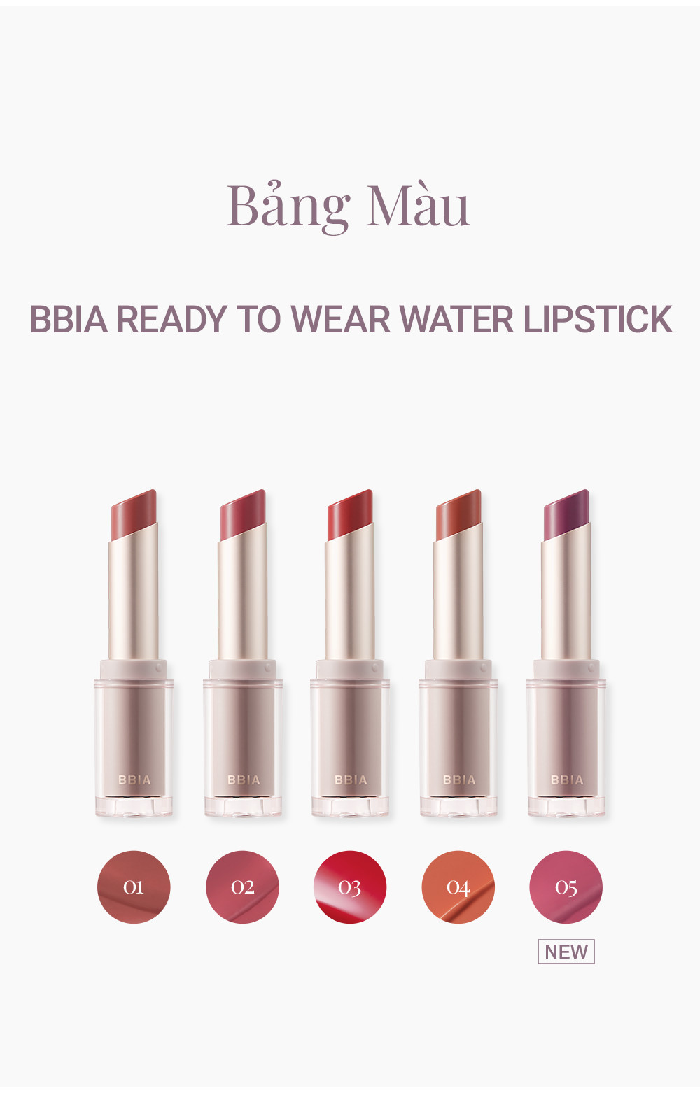 Mô tả Son thỏi Bbia Ready To Wear Water Lipstick( 5 màu) 3g Bbia Official Store - 2