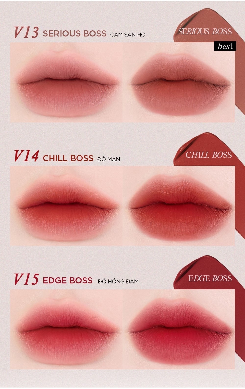 Mô tả Son Kem Lì Thuần Chay Bbia Last Velvet Tint - V Edition - Version 3 (5 màu) 5g Bbia - 3