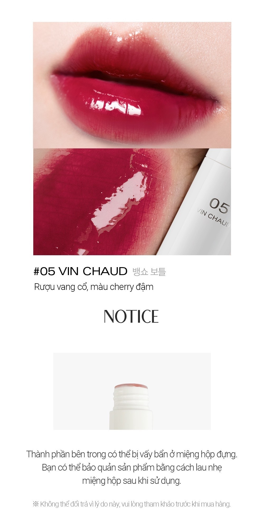 Mô tả Son tint bóng BBIA Glow Lip Tint 3.2g - 5