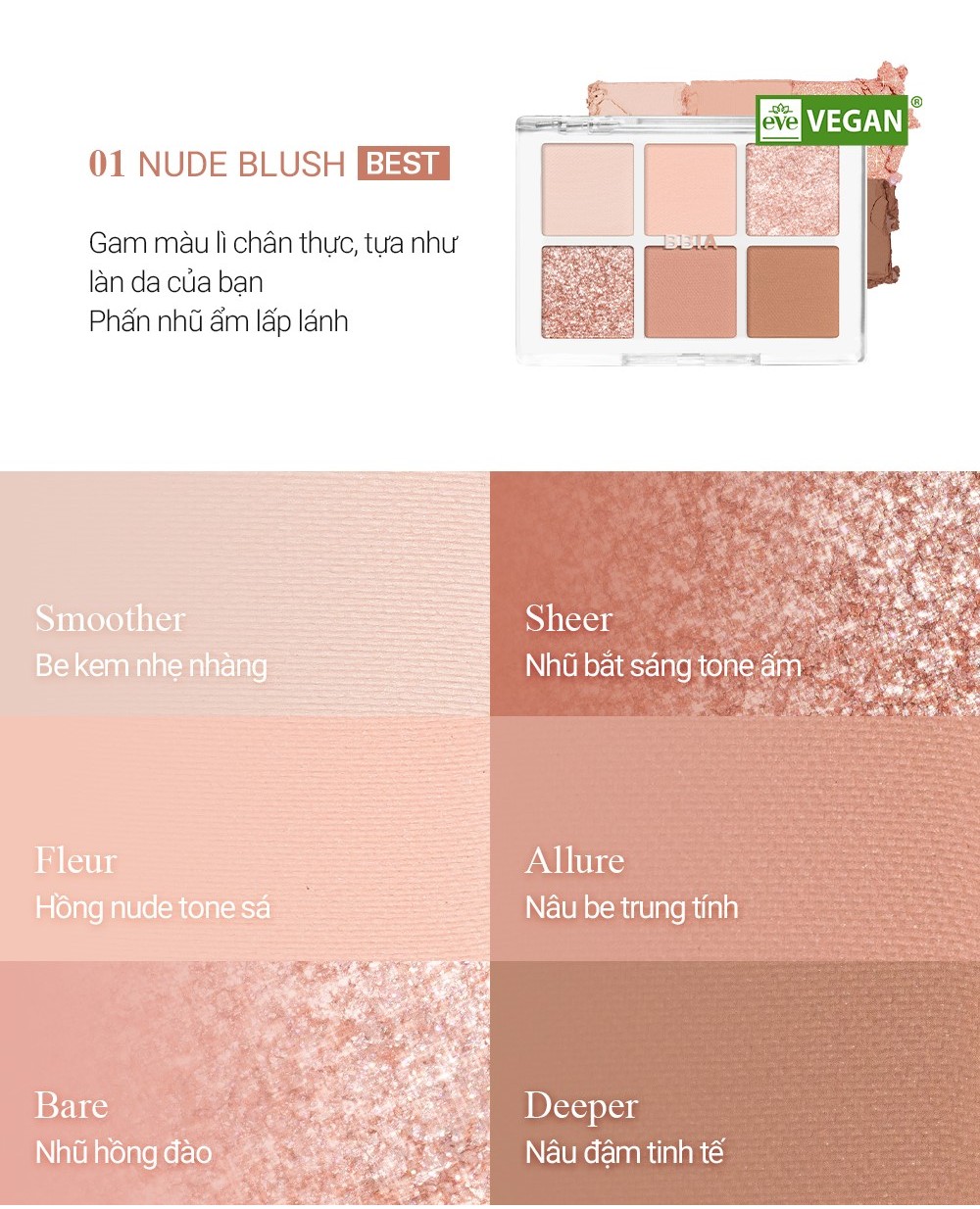 Mô tả Bảng phấn mắt 6 ô Bbia Ready To Wear Eye Palette 5g( 8 màu) - Bbia Official Store - 1
