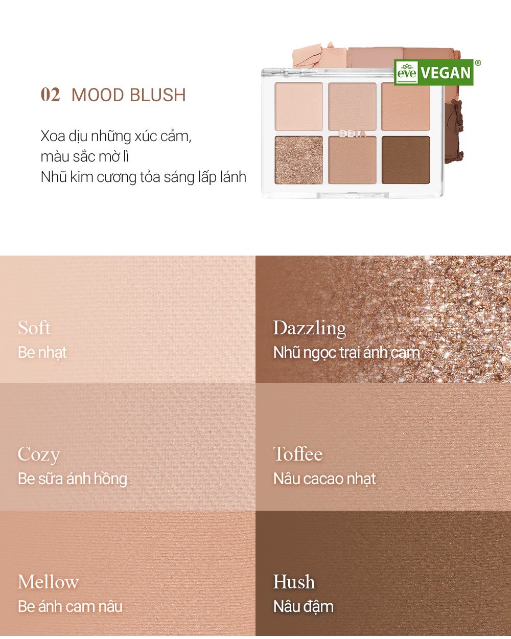Mô tả Bảng phấn mắt 6 ô Bbia Ready To Wear Eye Palette 5g( 8 màu) - Bbia Official Store - 2