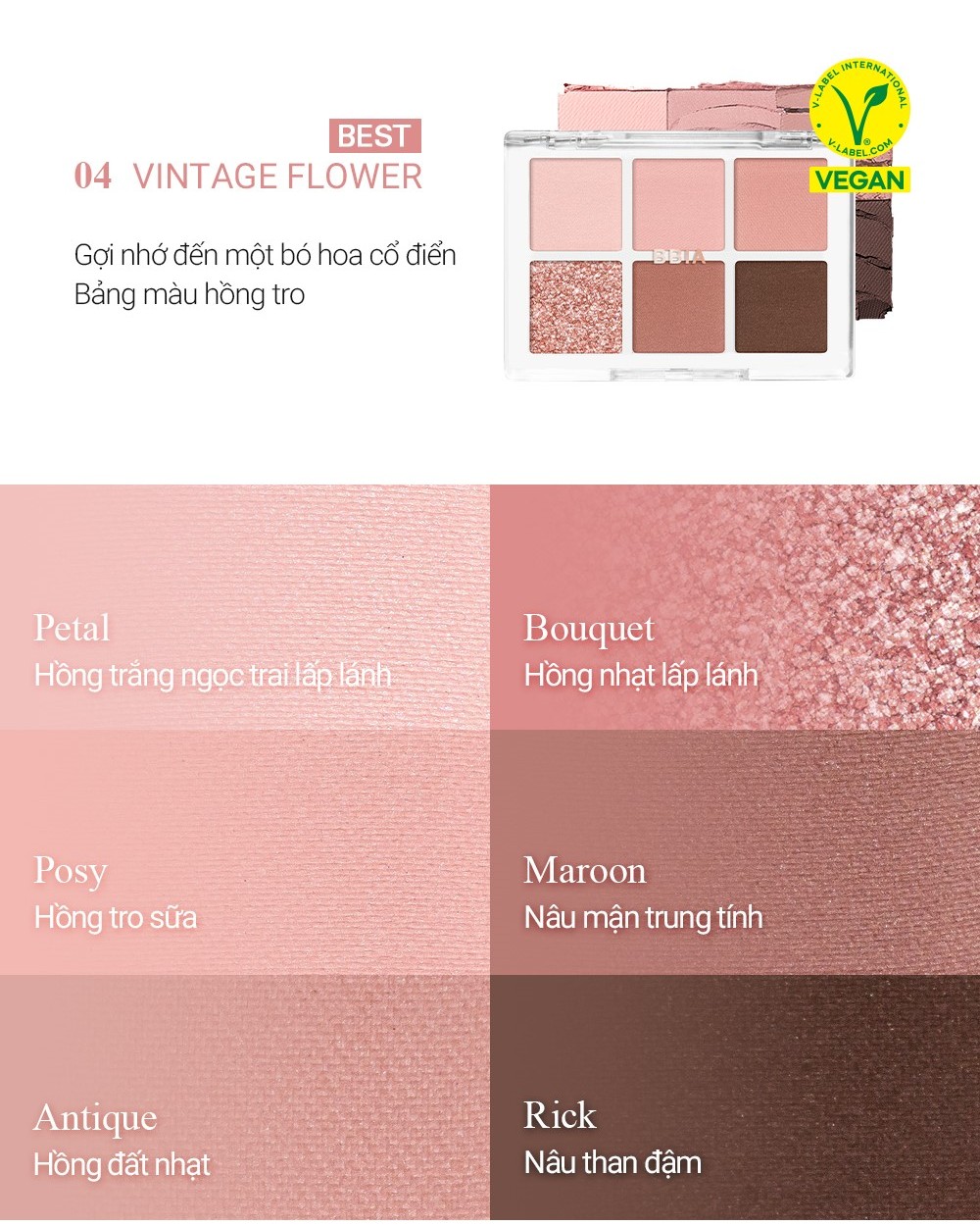 Mô tả Bảng phấn mắt 6 ô Bbia Ready To Wear Eye Palette 5g( 8 màu) - Bbia Official Store - 4