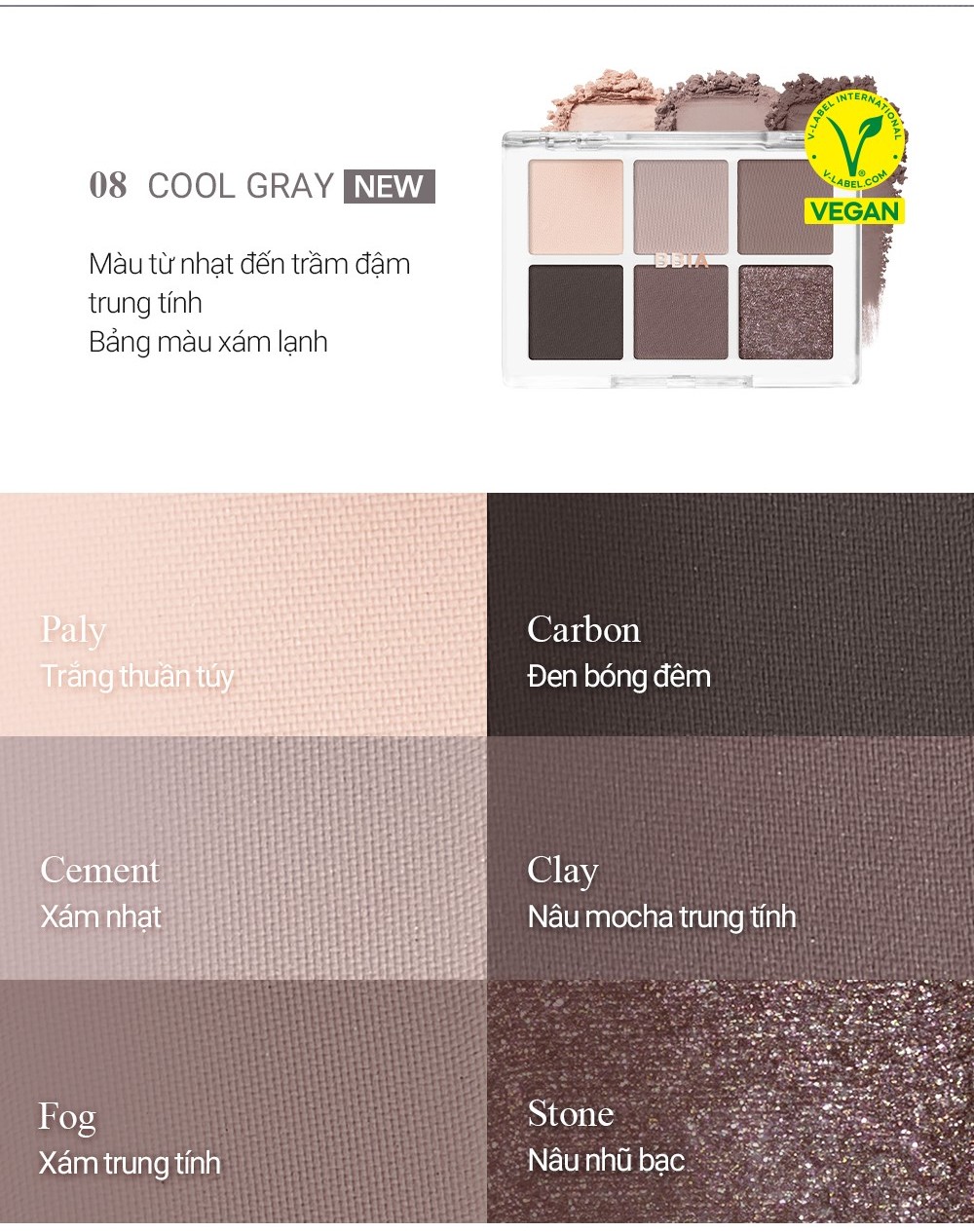 Mô tả Bảng phấn mắt 6 ô Bbia Ready To Wear Eye Palette 5g( 8 màu) - Bbia Official Store - 8