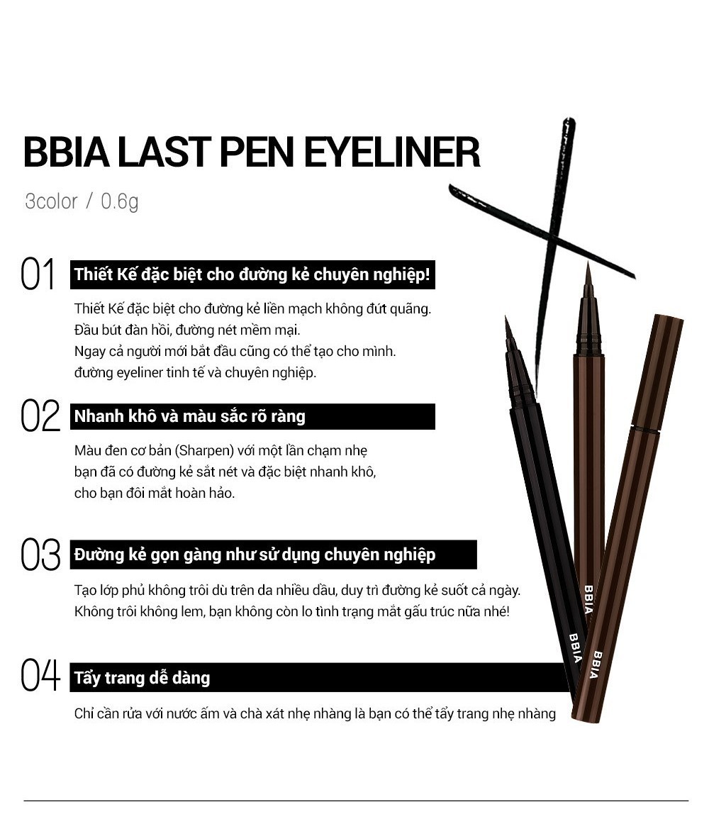 Mô tả Kẻ Mắt Nước Bbia Last Pen Eyeliner (3 màu) 0.6g Bbia Offical Store - 1