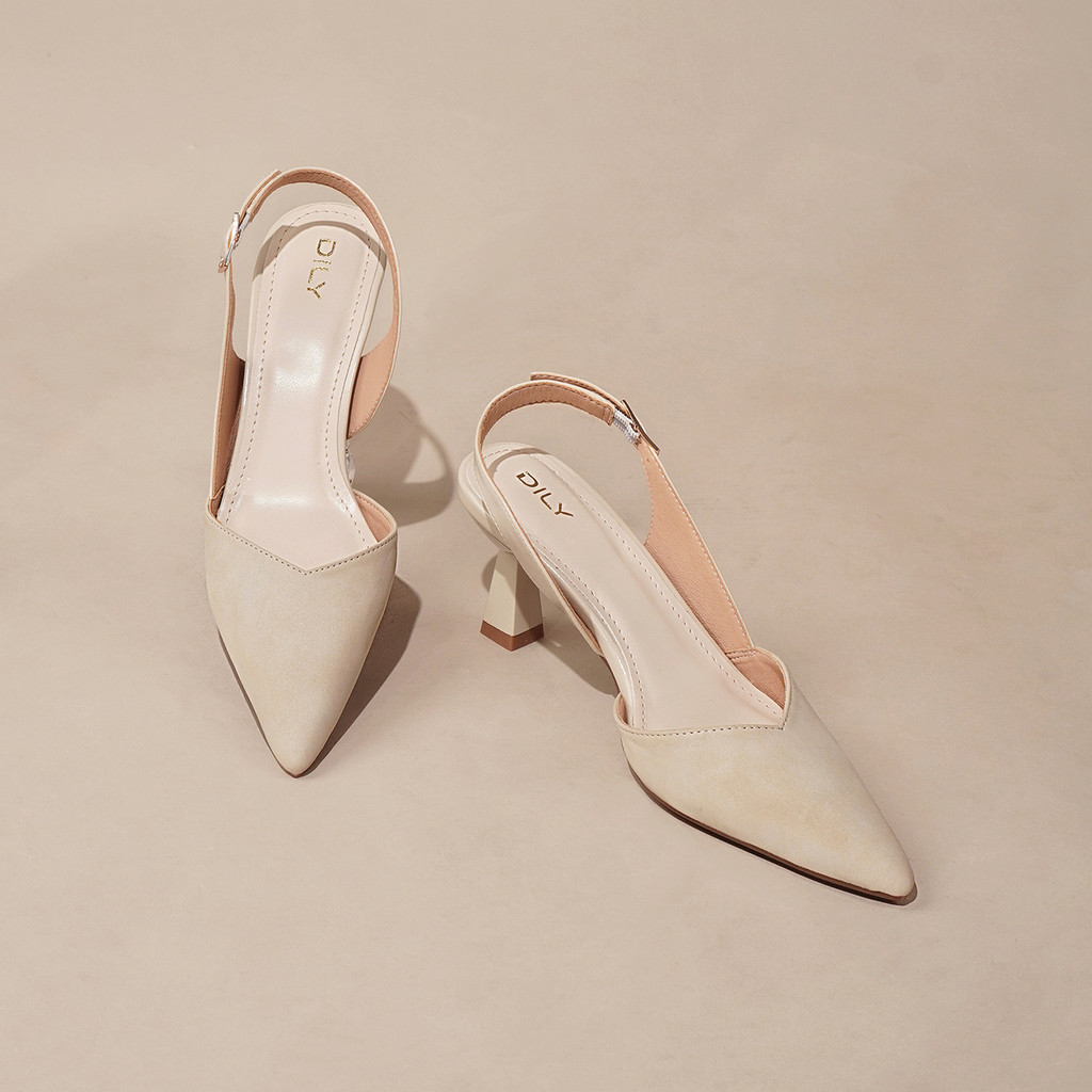 Mô tả Giày cao gót bít mũi nữ DILY phối da sang trọng, giày slingback nữ tiện lợi cổ điển cao 6.5cm AA0479 - 3