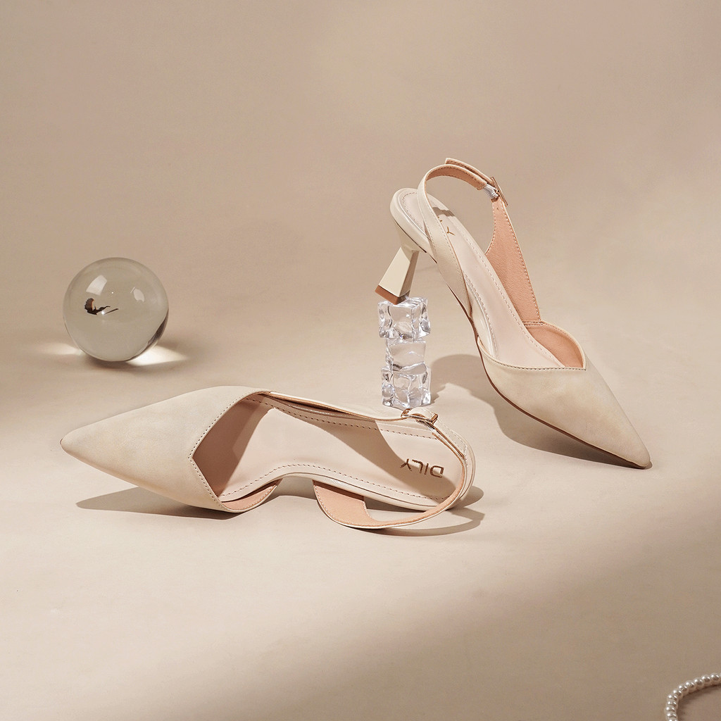 Mô tả Giày cao gót bít mũi nữ DILY phối da sang trọng, giày slingback nữ tiện lợi cổ điển cao 6.5cm AA0479 - 4