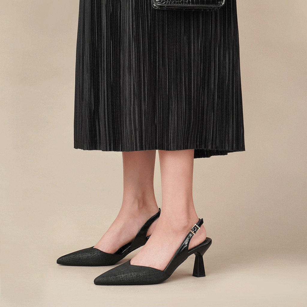 Mô tả Giày cao gót bít mũi nữ DILY phối da sang trọng, giày slingback nữ tiện lợi cổ điển cao 6.5cm AA0479 - 5