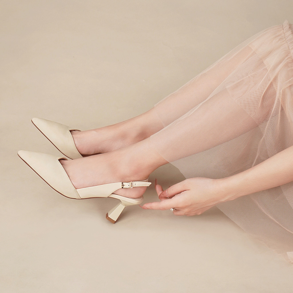 Mô tả Giày cao gót bít mũi nữ DILY phối da sang trọng, giày slingback nữ tiện lợi cổ điển cao 6.5cm AA0479 - 9