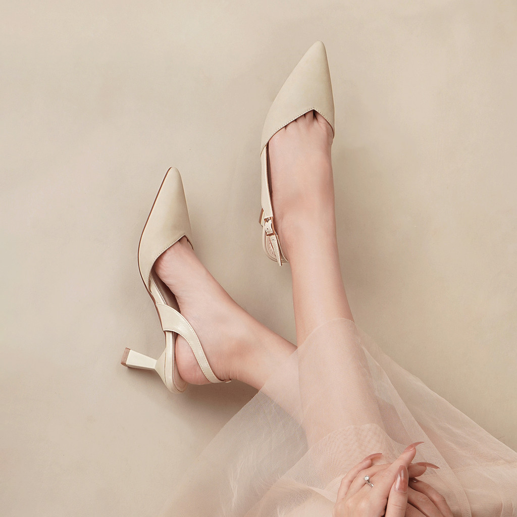 Mô tả Giày cao gót bít mũi nữ DILY phối da sang trọng, giày slingback nữ tiện lợi cổ điển cao 6.5cm AA0479 - 10