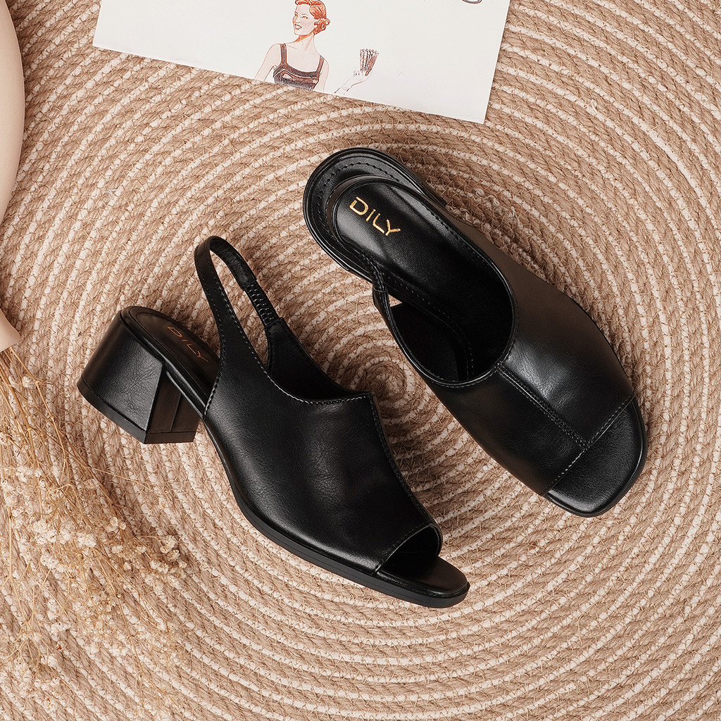Mô tả Giày sandal cao gót nữ DILY gót vuông quai ngang bản to ôm chân, xăng đan cao gót mũi vuông trendy cao 5cm AA0455 - 1