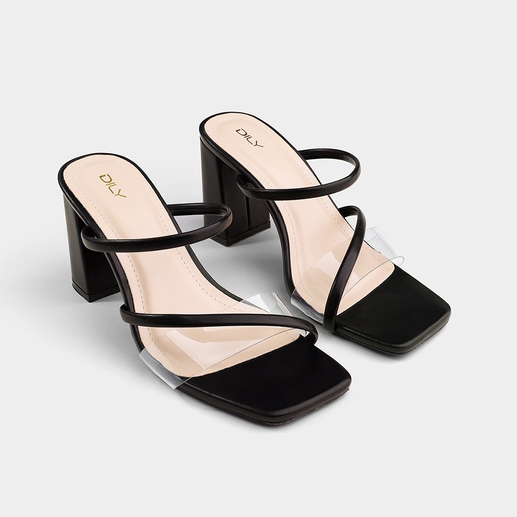 Mô tả Guốc cao gót nữ DILY quai thanh mảnh trong suốt, sandal cao gót nữ gót vuông tiện lợi 8cm_AA0359 - 2