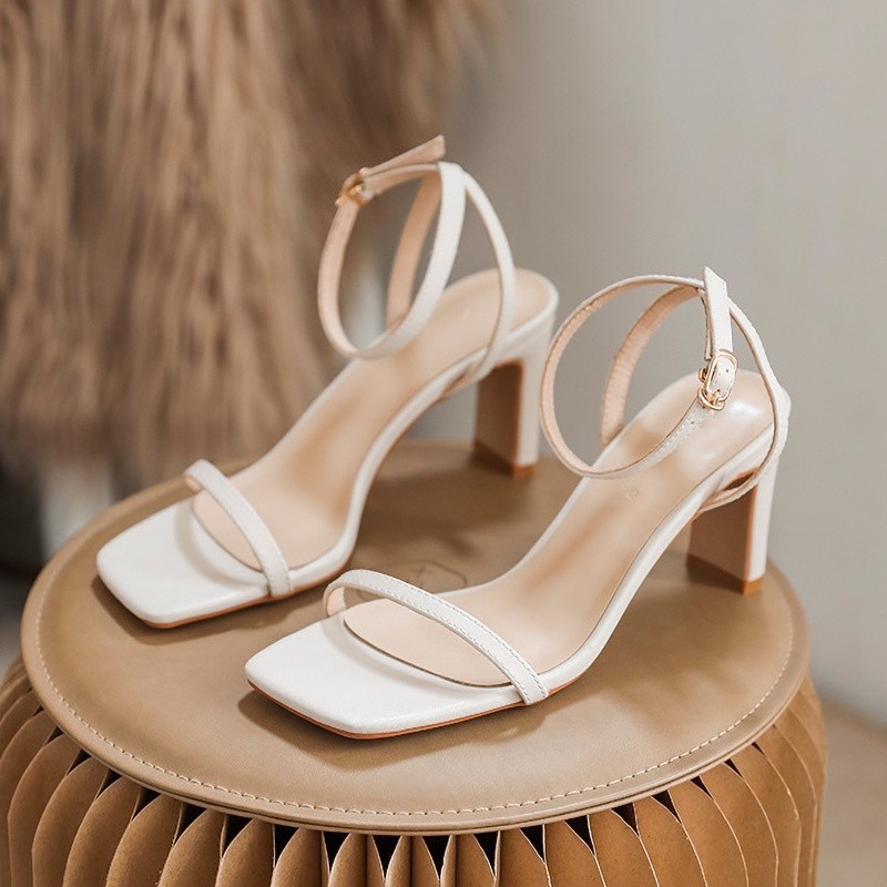 Mô tả Giày sandal cao gót nữ DILY quai mảnh gót vuông mũi vuông 7cm_AA0279 - 3