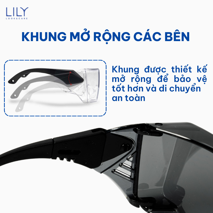 Mô tả Kính chống bụi đi đường LILYEYEWEAR chất liệu nhựa cao cấp dành cho người đi xe máy, xe đạp thời trang và an toàn KC1624 - 3