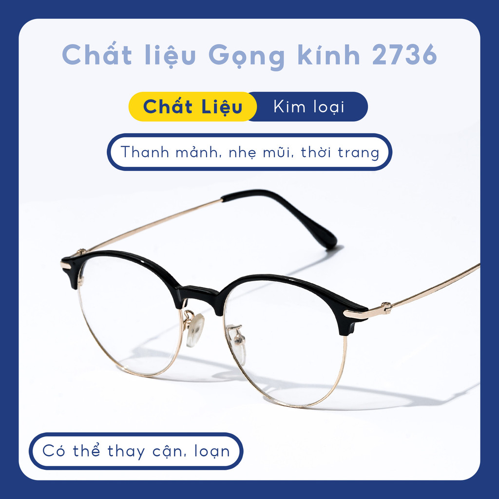 Mô tả Gọng kính cận nam nữ LILYEYEWEAR mắt kính tròn gọng kính kim loại màu sắc thời trang 272336 - 2