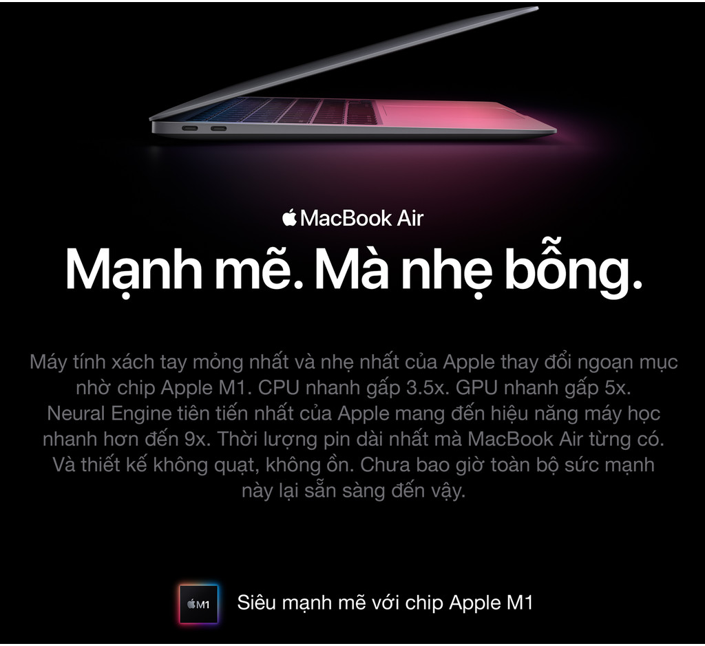 Mô tả MacBook Air M1 2020 (8 core CPU| 7 core GPU| 8GB RAM| 256GB SSD) - 1