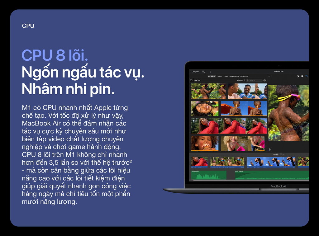 Mô tả MacBook Air M1 2020 (8 core CPU| 7 core GPU| 8GB RAM| 256GB SSD) - 2